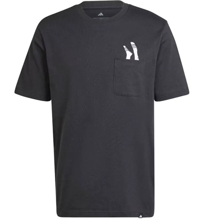 adidas Lounge Slides Graphic Pocket T-Shirt Black - authentic adidas apparel