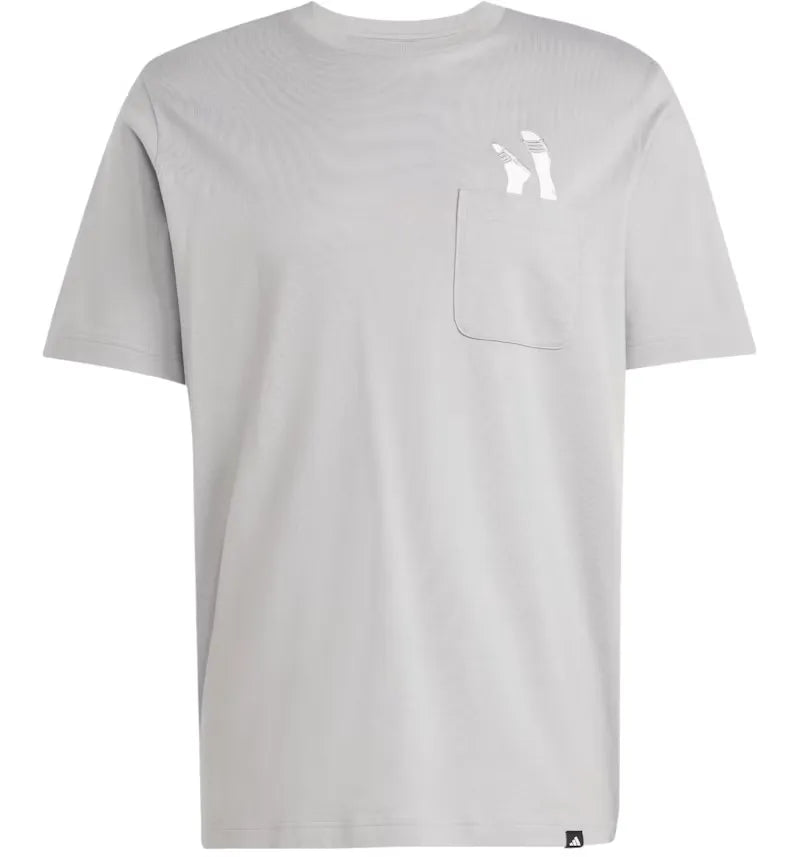 adidas Lounge Slides Graphic Pocket T-Shirt Charcoal Solid Grey - vue 360