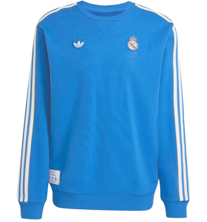 adidas Real Madrid Terrace Icons Sweatshirt Blue Bird White - authentic adidas apparel