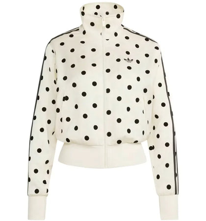 adidas Women's Satin Polka Dots TT Track Jacket (Asian Sizing) Off White - authentic adidas apparel