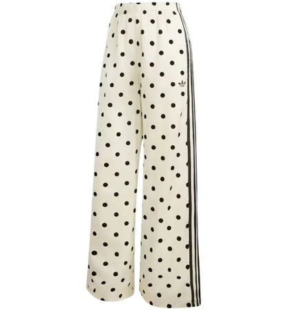 adidas Satin Polka Dots Wide Leg Pants Off White - authentic adidas apparel