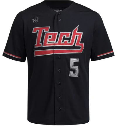 adidas Strategy Full-Button Jersey Texas Tech Black