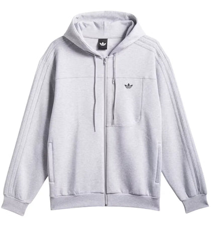 adidas Technical Fleece Jacket Light Grey Heather Black - authentic adidas apparel