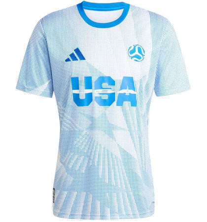 adidas USA Jersey White/Glow Blue - authentic adidas apparel