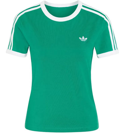 adidas Women's 3 Stripes Slim Tee Bold Green/White - authentic adidas product