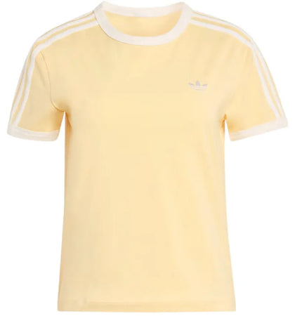 adidas Women's 3 Stripes Slim Tee Orange Tint/Off White - authentic adidas product