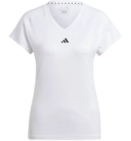 adidas Women's Aeroready Train Essentials Minimal Branding V-Neck Tee White - authentic adidas product