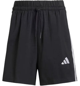 adidas Women's Essentials 3-Stripes Cotton Shorts Black/White - authentic adidas apparel