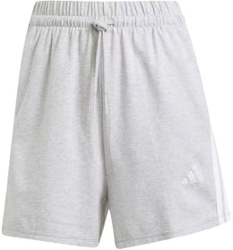 adidas Women's Essentials 3-Stripes Cotton Shorts Light Grey Heather/White - authentic adidas apparel