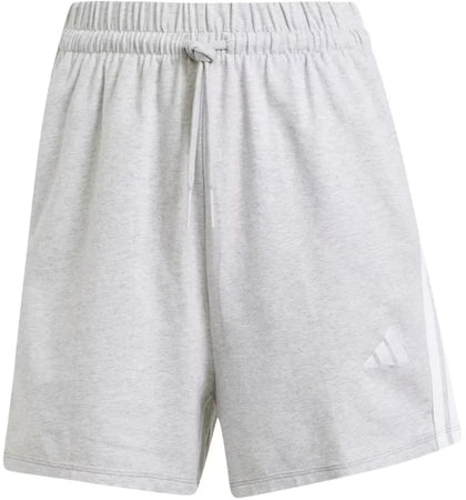 adidas Women's Essentials 3-Stripes Cotton Shorts Light Grey Heather/White - authentic adidas apparel