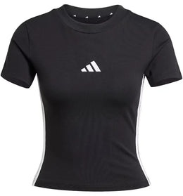 adidas Women's Essentials 3-Stripes Slim Baby T-Shirt Black/White - authentic adidas apparel
