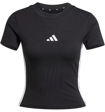 adidas Women's Essentials 3-Stripes Slim Baby T-Shirt Black/White - authentic adidas apparel