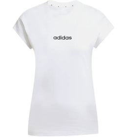 adidas Women's Essentials Linear Cotton T-Shirt White/Black - authentic adidas apparel