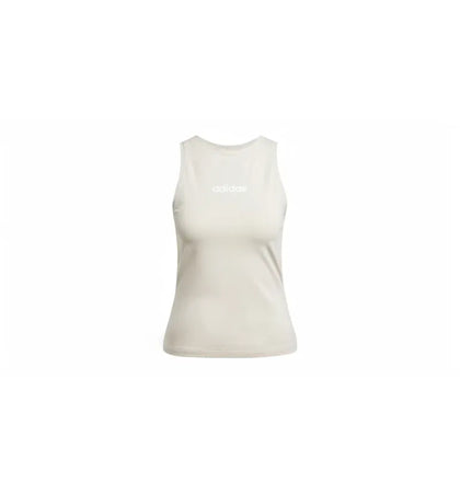 adidas Women's Essentials Linear Slim Cotton Tank Top Wonder Alumina/White - authentic adidas product