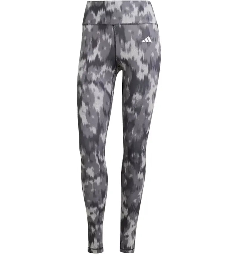 adidas Women's Optime Essentials Allover Print Flower Tie-Dye Leggings Black/Grey Five - vue 360