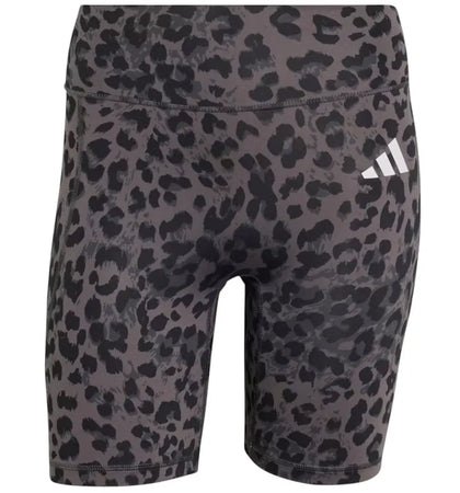 adidas Women's Optime Essentials Workout Leopard Short Leggings Grey Four/Grey Six/Black - authentic adidas product
