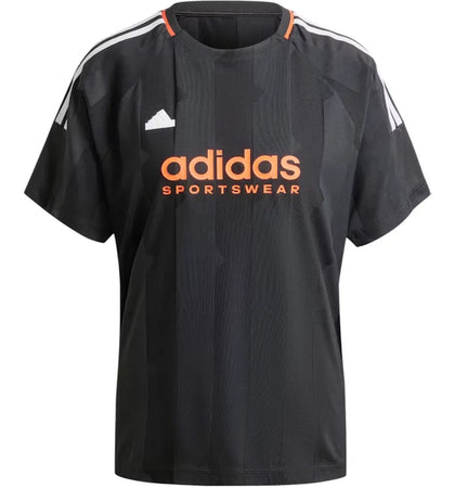 adidas Women's Tiro Cut 3-Stripes Jacquard Boyfriend T-Shirt Black - authentic adidas apparel