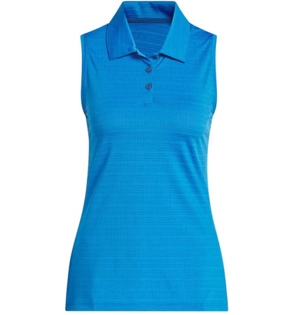 adidas Women's Ultimate365 Jacquard Sleeveless Polo Shirt Lucid Ray Blue - authentic adidas apparel