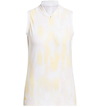 adidas Women's Ultimate365 Tour Printed Sleeveless Polo Shirt Semi Ice Tangerine - authentic adidas apparel