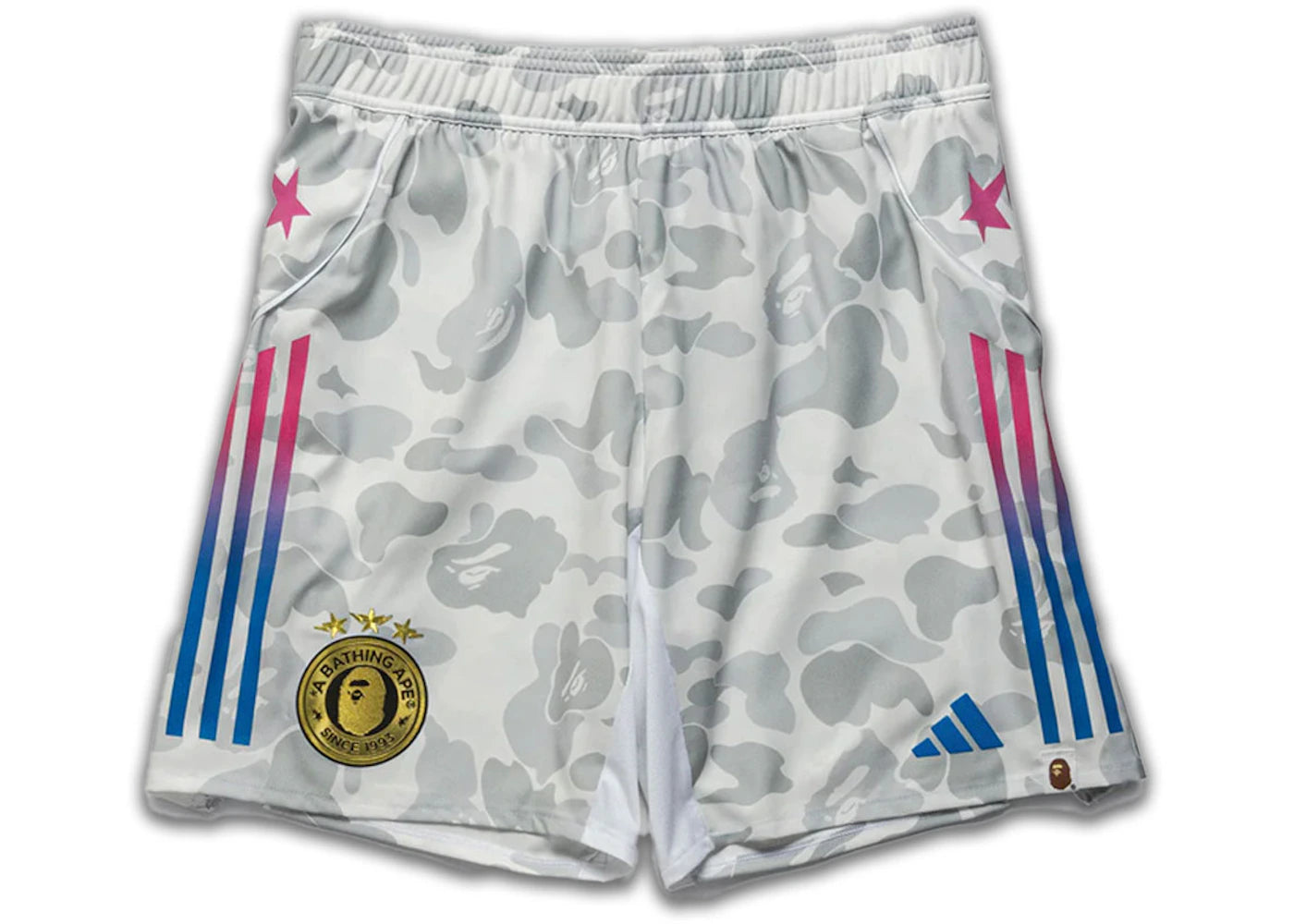 adidas x BAPE Football Slim Shorts White - vue 360