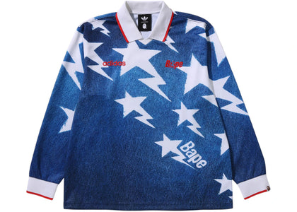 adidas x BAPE LSL Star Jersey Blue - authentic adidas apparel
