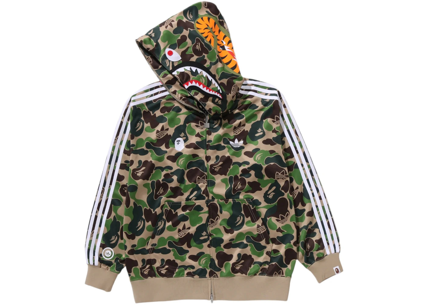 adidas x BAPE Relaxed Fit Track Camo Shark Full Zip Hoodie Green - vue secondaire A