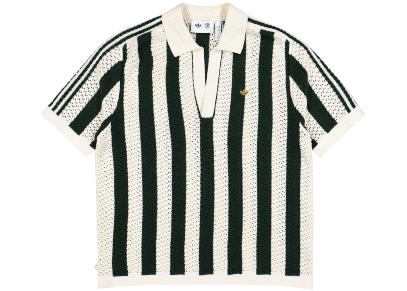 adidas x CLOT Knit Polo (Asia Sizing) Green Night/Cream White - vue 360