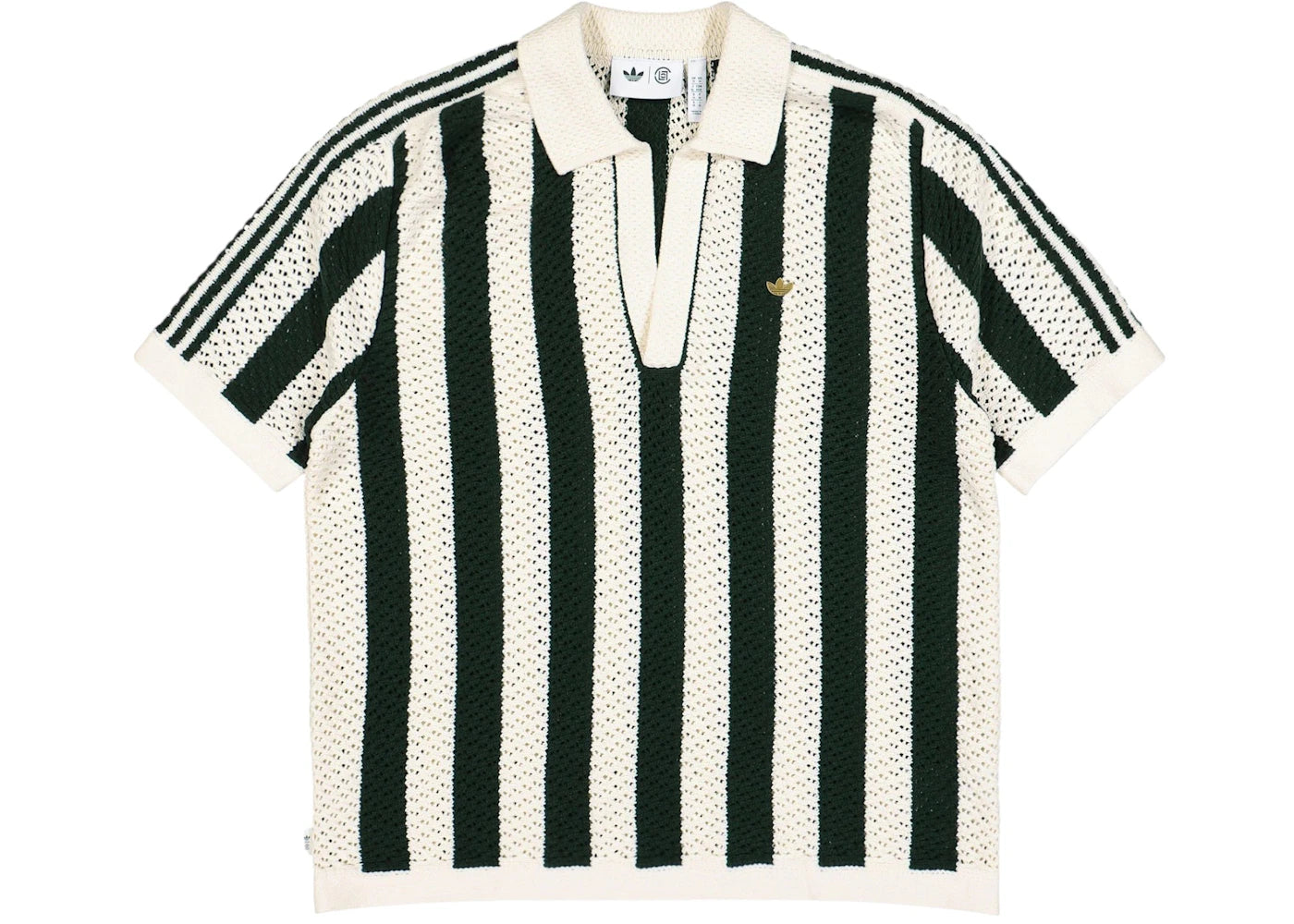 adidas x CLOT Knit Polo Green Night/Cream White - vue 360