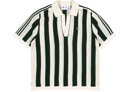 adidas x CLOT Knit Polo Green Night/Cream White - authentic adidas product