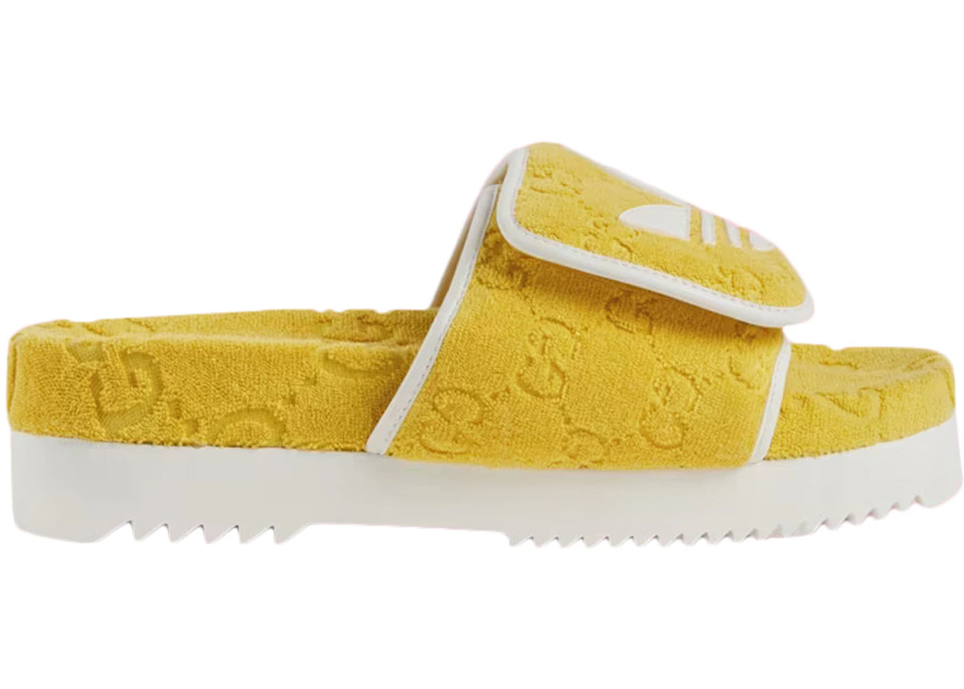 adidas x Gucci GG Platform Sandal Yellow Cotton - vue 360