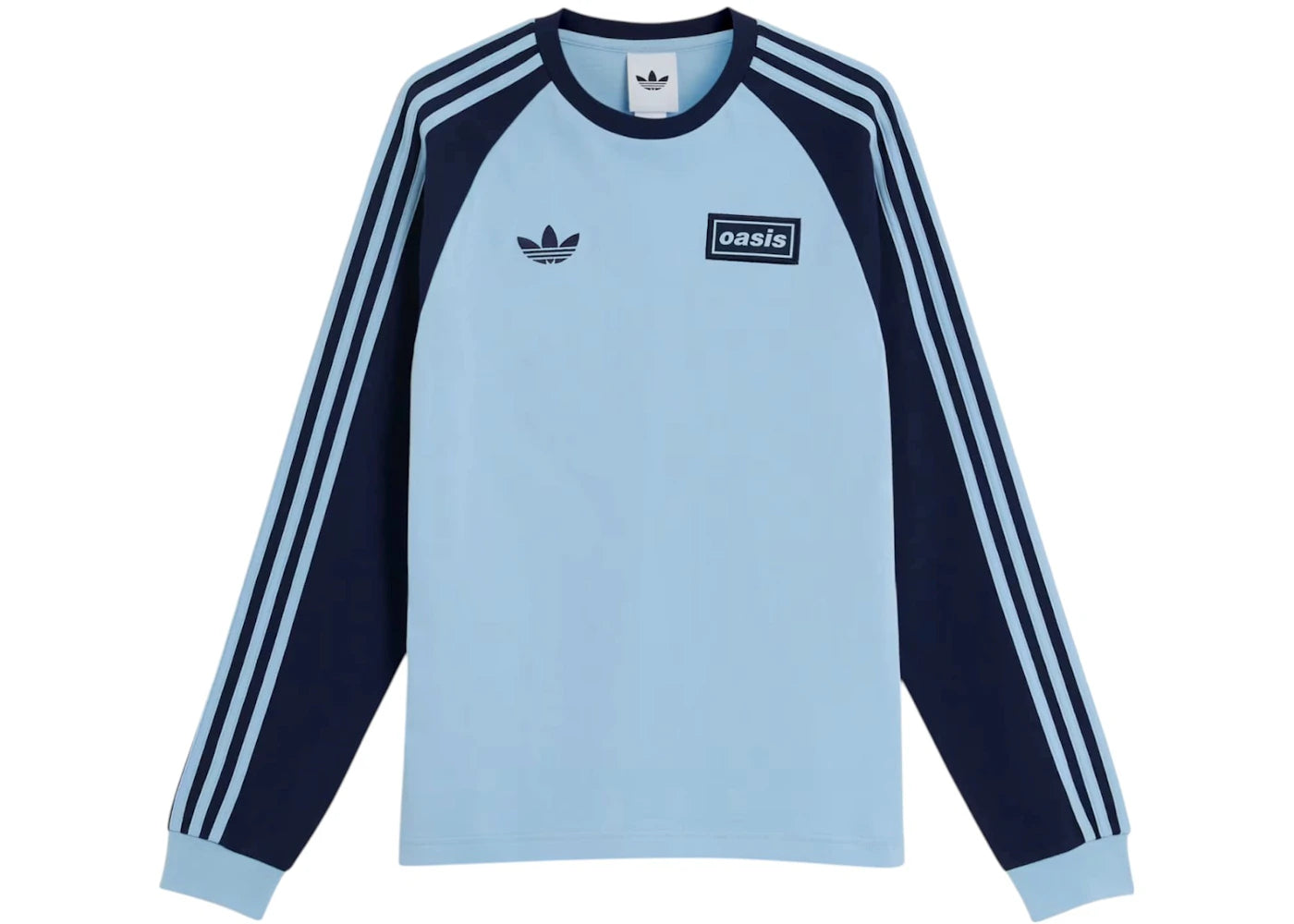 adidas x Oasis Tour 3-Stripes Longsleeve Tee Clear Sky/Night Indigo - vue 360