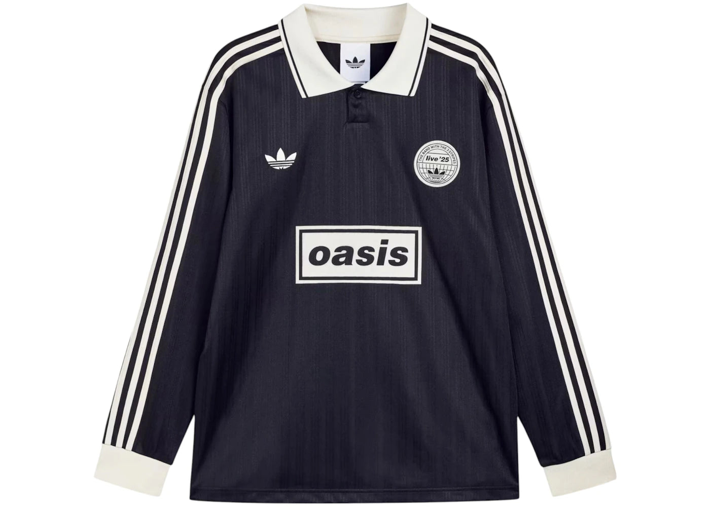 adidas x Oasis Tour Jacquard Stripe L/S Jersey Black/Cream White - vue secondaire A