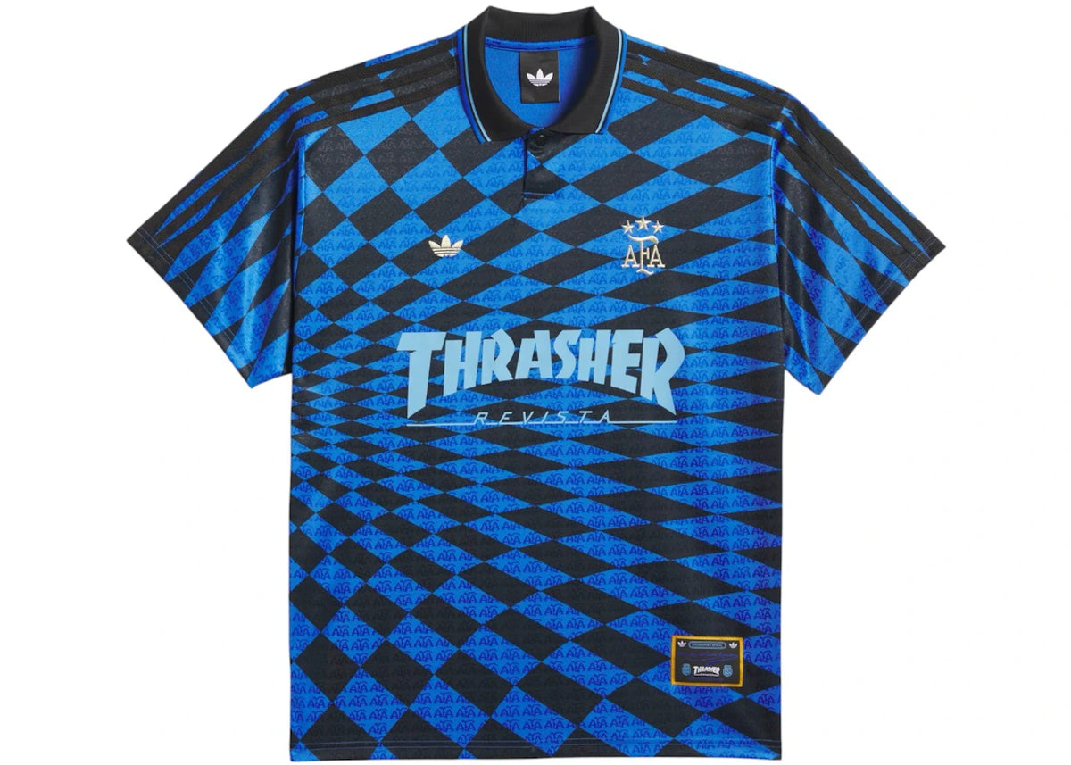 adidas x Thrasher Argentina Jersey Black/Blue - vue 360