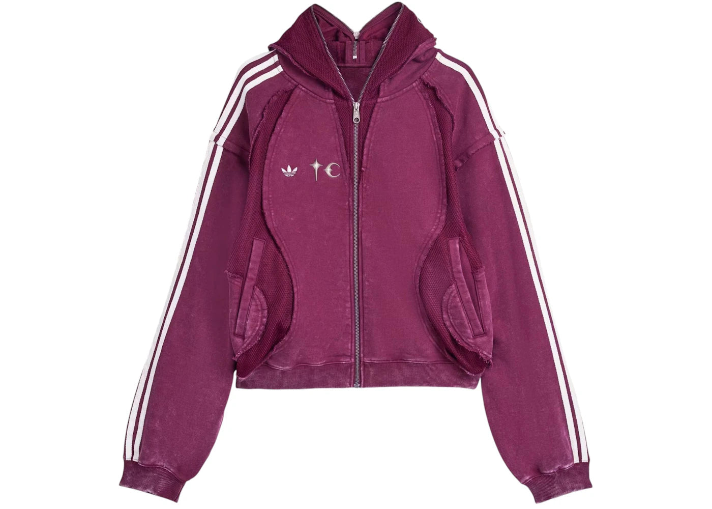 adidas x Thug Club Teamgeist Hooded Zip Up Maroon - vue secondaire A