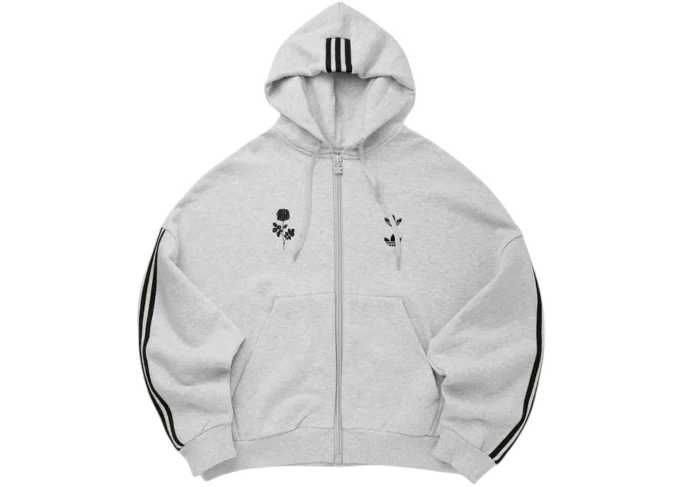 adidas x Willy Chavarria Full Zip Logo Hoodie Light Grey - vue 360