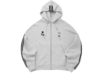 adidas x Willy Chavarria Full Zip Logo Hoodie Light Grey - authentic adidas apparel