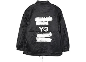 adidas x Y-3 Nylon Cotton Blend Graphic Coach Jacket Black - authentic adidas apparel