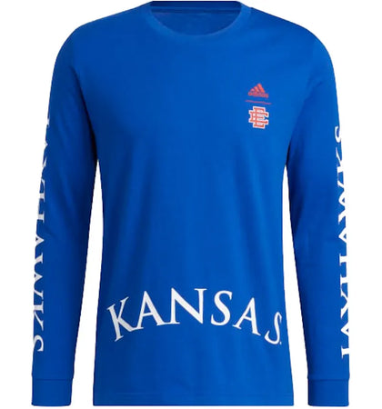 adidas x Eric Emanuel Kansas Midnight Madness Graphic L/S Tee Royal Blue - authentic adidas product