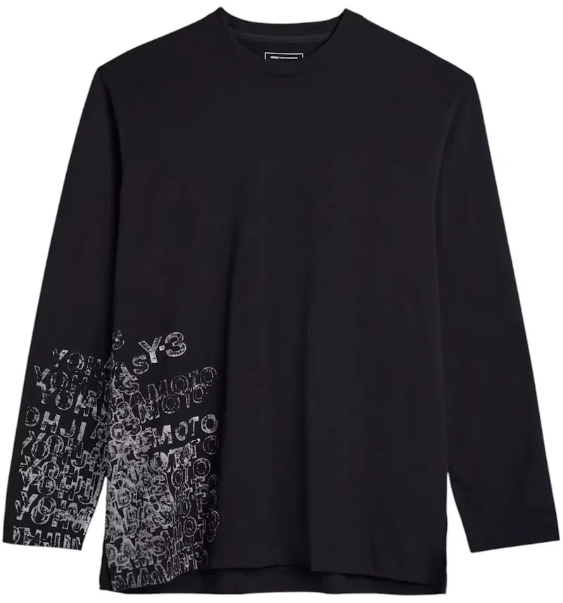 adidas Y-3 GFX Long Sleeve Tee Black - vue 360