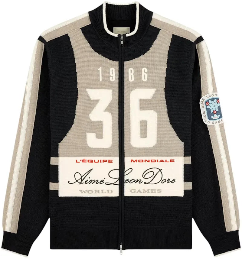 Aime Leon Dore Full Zip Alpine Ski Sweater Jet Black - vue 360