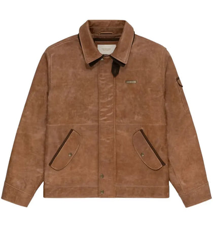 Aime Leon Dore Leather Aviator Jacket Brown - authentic Aime Leon Dore apparel