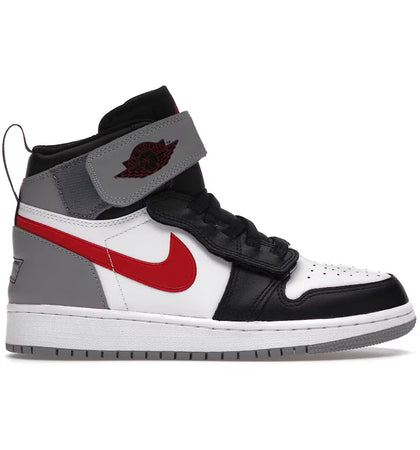 Jordan 1 High FlyEase Black Particle Grey Gym Red (GS) - authentic Jordan sneakers