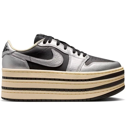 Jordan 1 Low Triple Stack Metallic Silver Black (Women's) - authentic Jordan sneakers
