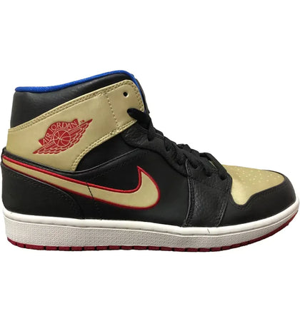 Jordan 1 Mid Black Gold Red - authentic Jordan sneakers
