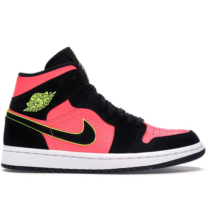 Jordan 1 Mid Black Hot Punch (Women's) - authentic Jordan sneakers