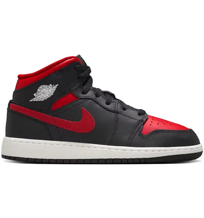 Jordan 1 Mid Black Summit White Varsity Red (GS) - authentic Jordan sneakers