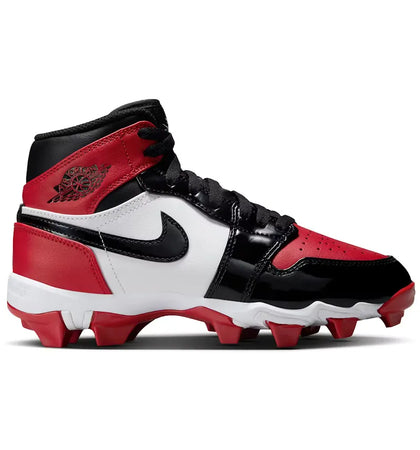 Jordan 1 Mid Cleat Patent Bred Toe (GS) - authentic Jordan sneakers