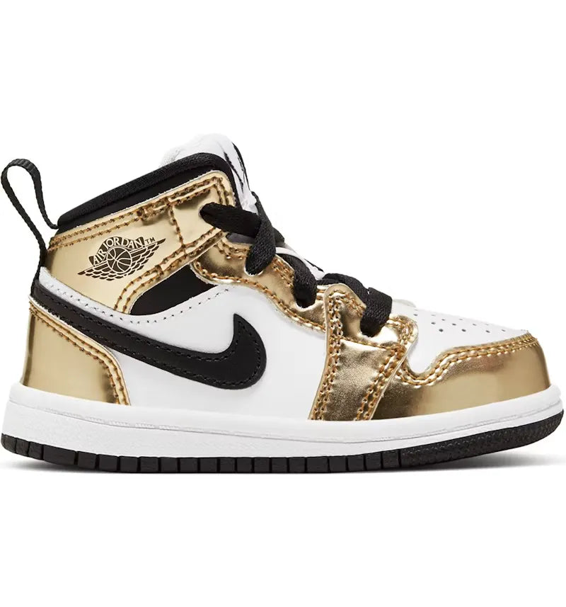 Jordan 1 Mid Metallic Gold Black White (TD) - vue 360