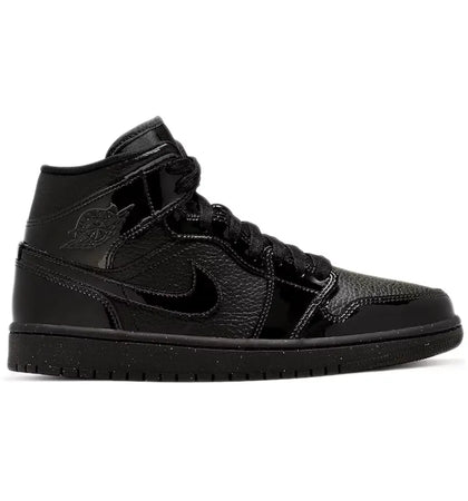 Jordan 1 Mid Patent Triple Black (Women's) - authentic Jordan sneakers