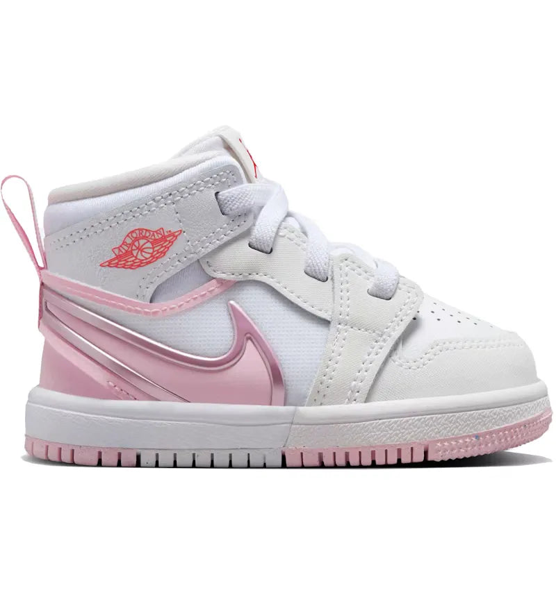 Jordan 1 Mid RM EasyOn White Fire Red Pink Foam (TD) - vue 360